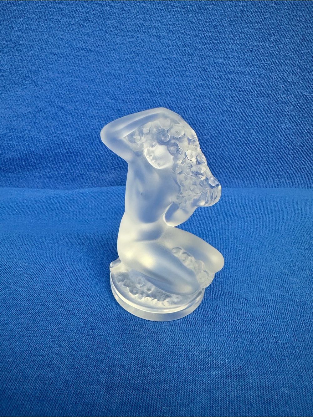 Vintage Lalique France Frosted Crystal "Floreal" Nude Woman Figurine Signed